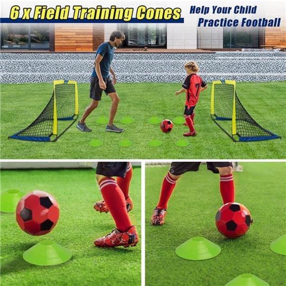 Soccer Goal 4'x 3' Portable Kids Soccer Goals with 6 Training Cones,, 2 Set - Picture 6 of 6